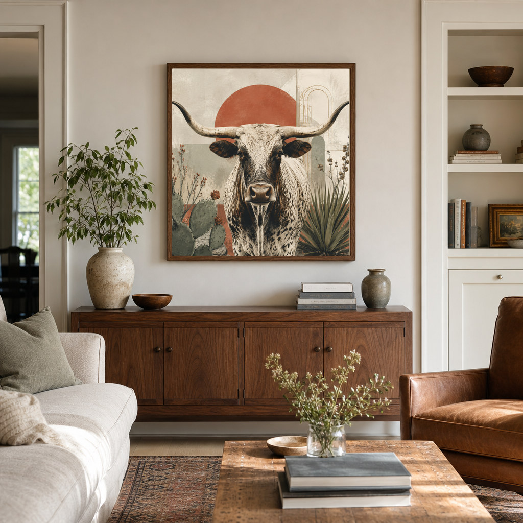 Longhorn Study digital art print